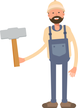 İşçi Karakteri Tutucu Sledge Hammer