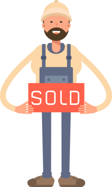 İşçi Karakteri Satılmış Bayrağı Gösteriyor