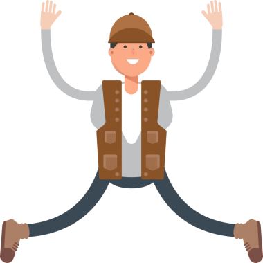 Erkek Kaşif Karakteri Rahatlatıcı ve Sıçrayan Çizimler