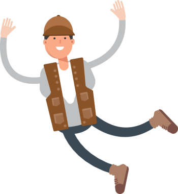 Erkek Kaşif Karakteri Rahatlıyor ve Zıplıyor