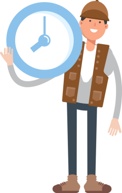 Erkek İşçi Karakteri Tutma Saati