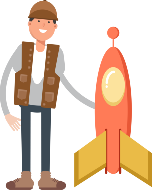 Erkek İşçi Karakteri ve Roket