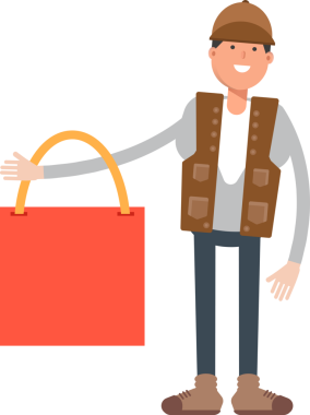 Erkek İşçi Karakteri Alışveriş Çantası