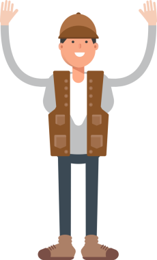 Erkek Kaşif Karakteri Ellerinizi Kaldırın