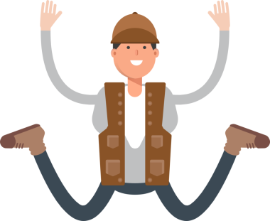 Erkek Keşif Karakteri Sıçrayan Çizim