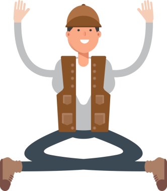 Erkek Kaşif Karakteri Oturma Çizimi