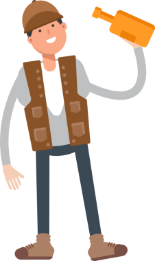 Erkek İşçi Karakteri İçen Bira