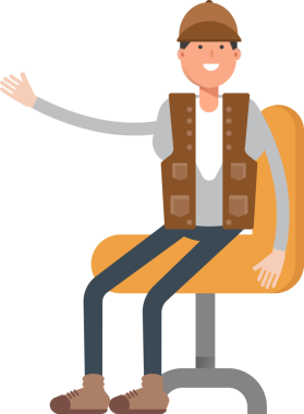 Ofis Sandalyesinde Oturan Erkek İşçi Karakteri