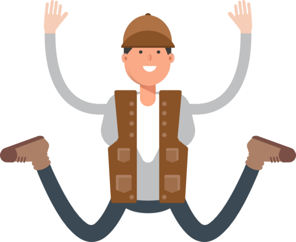 Erkek Keşif Karakteri Sıçrayan Çizim