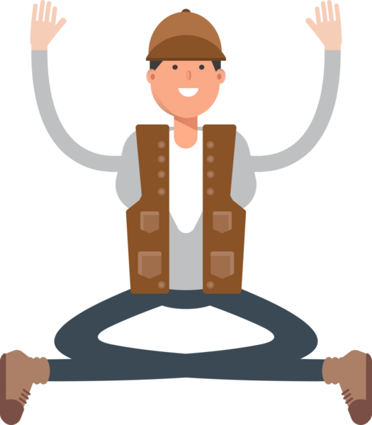 Erkek Kaşif Karakteri Oturma Çizimi