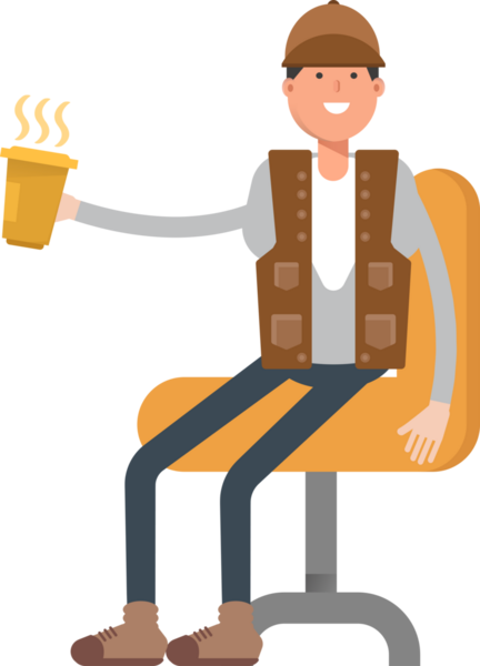 Erkek İşçi Karakteri Kahve İçiyor