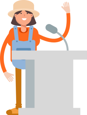 Kadın Çiftçi Karakteri Kürsüde Konuşuyor