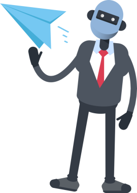 İnsansı Ofis İşçisi Karakteri Kağıt Uçağı