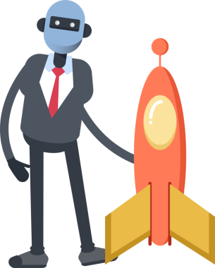 İnsansı Ofis İşçisi Karakteri ve Roketi