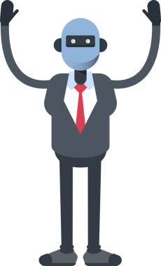 İnsansı Ofis İşçisi Karakteri Ellerinizi Kaldırın