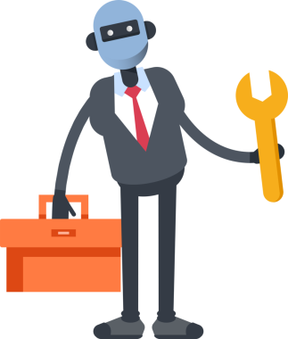 İnsansı Ofis İşçisi Karakteri Araç Kutusu ve Anahtarı