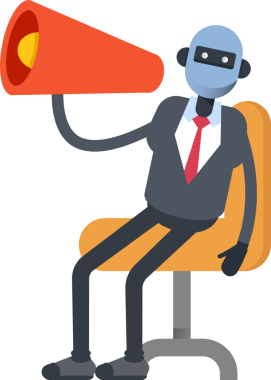 İnsansı Ofis İşçisi Karakteri ve Megafonu