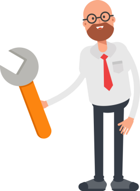 Keltoş İşadamı Karakteri İngiliz Anahtarı Aracı Kullanıyor