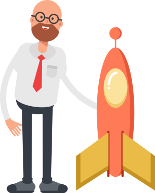 Kel İşadamı Karakteri ve Roketi