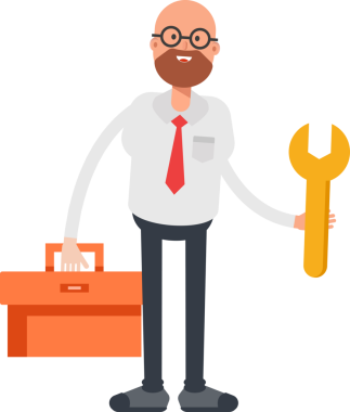 Kel İşadamı Karakteri Araç Kutusu ve Anahtarı