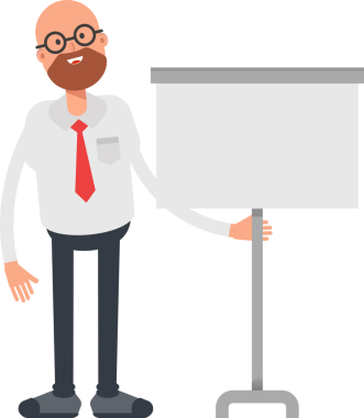 Kel İşadamı Karakteri Sunar Whiteboard