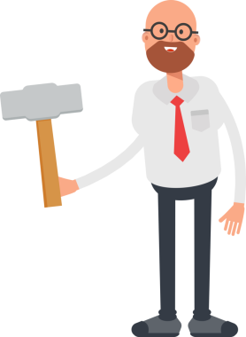 Kel İşadamı Karakteri Sledge Hammer 'ı Tutuyor