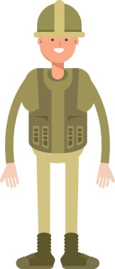 Asker Karakteri Ayakta Çizim