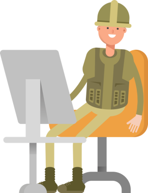 Masaüstünde Çalışan Asker Karakteri