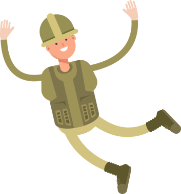 Asker Karakteri Rahatlıyor ve Zıplıyor