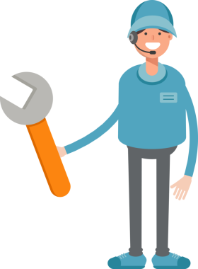 Kulaklık Karakterine sahip Erkek Operatör Anahtarı Aracı Kullanıyor