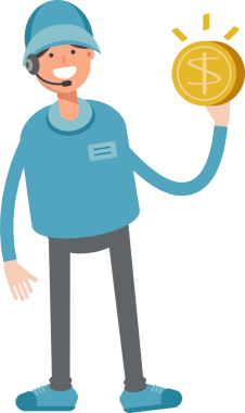 Kulaklık Karakterli Erkek Operatör Doları Tutan Para