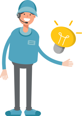 Kulaklık Karakteri ve Ampulü Olan Erkek Operatör