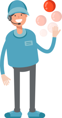 Kulaklık Karakterli Erkek Operatör Top Oynuyor