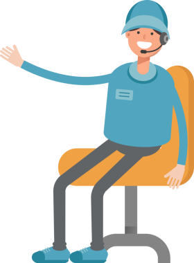 Ofis Sandalyesinde Oturan Kulaklık Karakterli Erkek Operatör