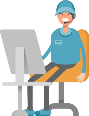 Masaüstünde Çalışan Kulaklık Karakterli Erkek Operatör