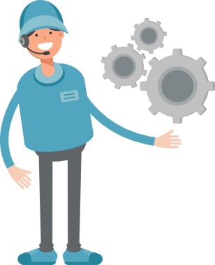 Kulaklık Karakteri Tutucu Dişlilere sahip Erkek Operatör