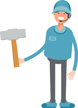 Kulaklık Karakteri Tutucu Sledge Hammer ile Erkek Operatör