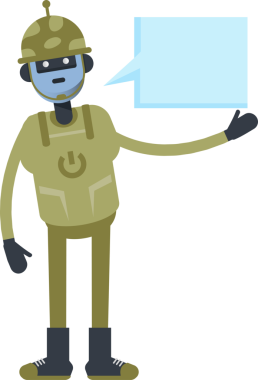 Asker Robot Karakteri ve Konuşma Baloncuğu