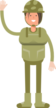 Kadın Asker Karakteri İllüstrasyon Kutlaması