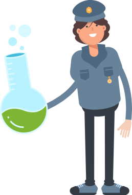Kadın Polis Karakteri Laboratuar Şişesi