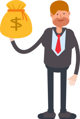 İşadamı Karakteri Dolar Çuvalı Tutuyor