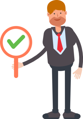 İşadamı Karakteri Denetim İşaretini Gösteriyor