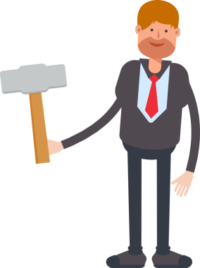 İşadamı Karakteri Sledge Hammer 'ı Tutuyor