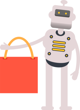 İnsansı Robot Karakteri Alışveriş Torbası