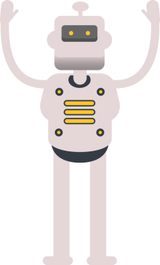 İnsanımsı Robot Karakteri Ellerinizi Kaldırın