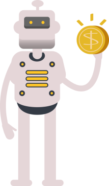 İnsansı Robot Karakteri Doları Tutuyor