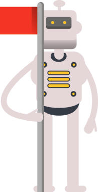 İnsansı Robot Karakteri Bayrak Direğini Tutuyor