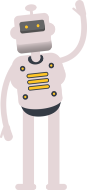 İnsanımsı Robot Karakteri Elinizi Kaldırın İllüstrasyonu