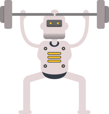 İnsansı Robot Karakteri Halteri Kaldırıyor