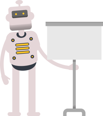 İnsansı Robot Karakteri Sunar Whiteboard